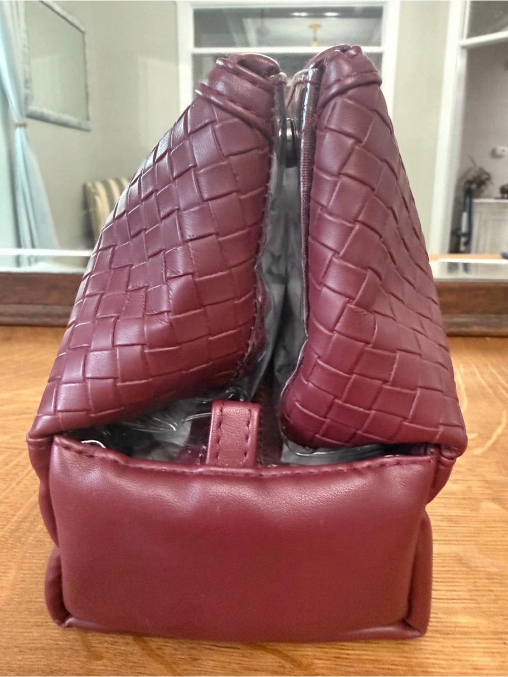 Joan & David Waffle Weave Toiletry Bag Burgundy - Picture 2 of 8
